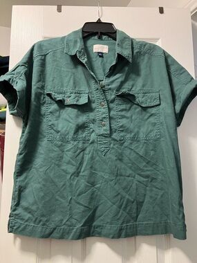 Universal Thread Teal Green Short Sleeve Button Front Shirt